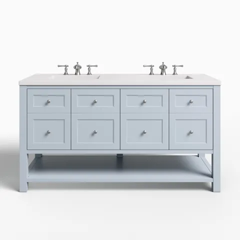 Bridgette 60" Double Vanity in Serenity Blue with 3 cm White Zeus Quartz Top