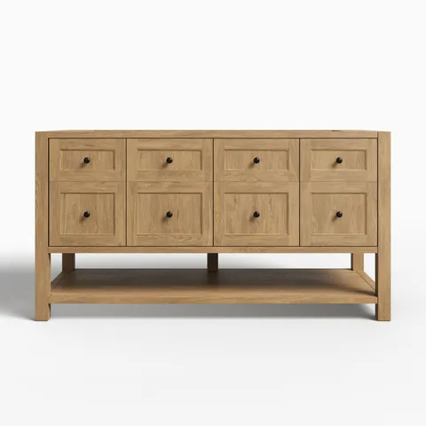 Bridgette 60" Double Vanity Cabinet in Whitewashed Oak
