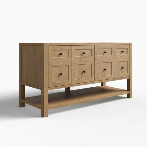 Bridgette 60" Double Vanity Cabinet in Whitewashed Oak