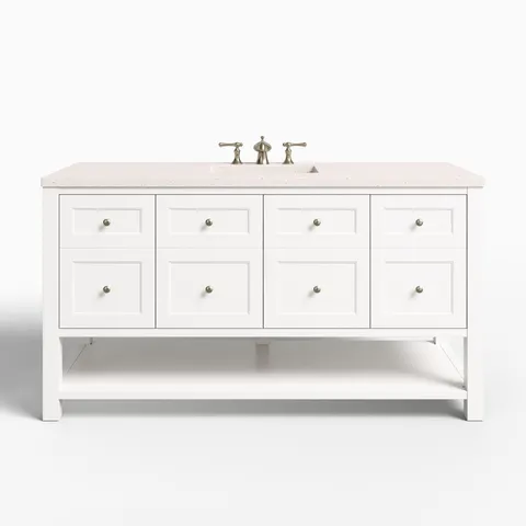 Bridgette 60" Single Vanity in Bright White with 3 cm Lime Delight Quartz Top