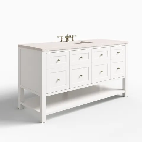 Bridgette 60" Single Vanity in Bright White with 3 cm Lime Delight Quartz Top