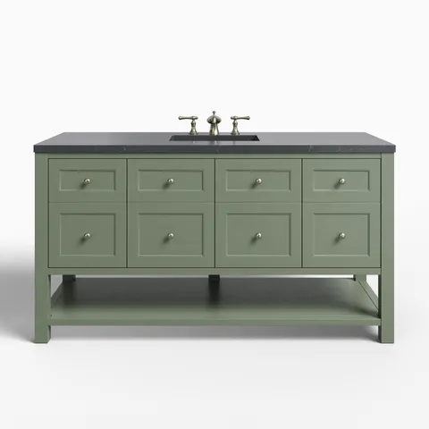 Bridgette 60" Single Vanity in Smokey Celadon with 3 cm Charcoal Soapstone Quartz Top
