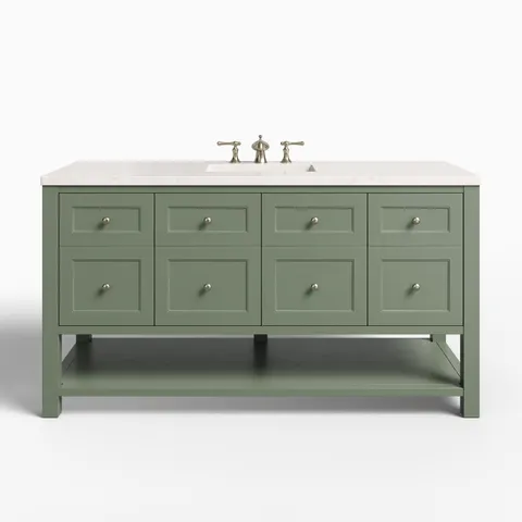 Bridgette 60" Single Vanity in Smokey Celadon with 3 cm Eternal Jasmine Pearl Quartz Top