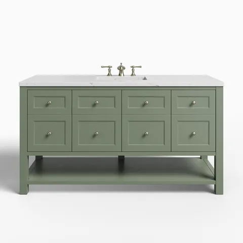 Bridgette 60" Single Vanity in Smokey Celadon with 3 cm Ethereal Noctis Quartz Top