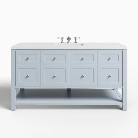 Bridgette 60" Single Vanity in Serenity Blue with 3 cm White Zeus Quartz Top