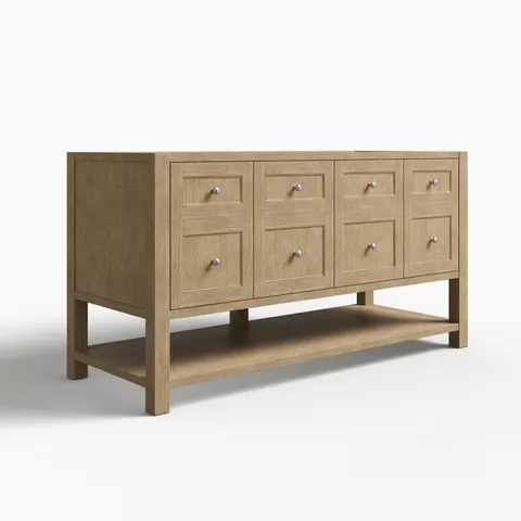 Bridgette 60" Single Vanity Cabinet in Whitewashed Oak
