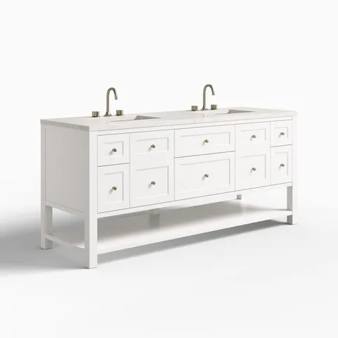 Bridgette 72" Double Vanity in Bright White with 3 cm Eternal Jasmine Pearl Quartz Top