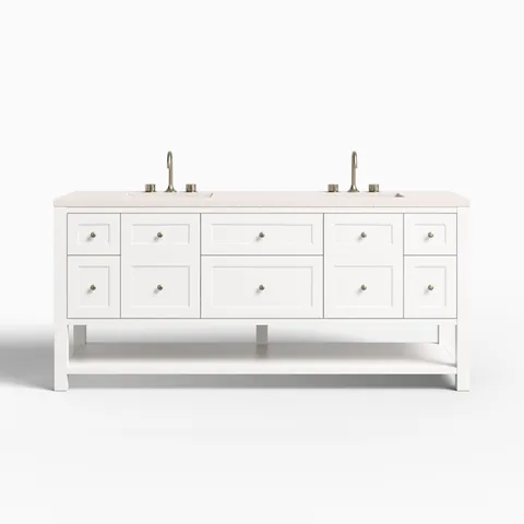 Bridgette 72" Double Vanity in Bright White with 3 cm Lime Delight Quartz Top