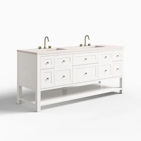 Bridgette 72" Double Vanity in Bright White with 3 cm Lime Delight Quartz Top