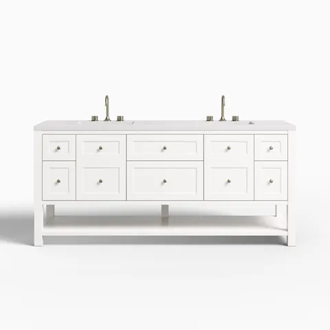 Bridgette 72" Double Vanity in Bright White with 3 cm White Zeus Quartz Top