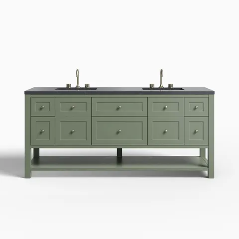 Bridgette 72" Double Vanity in Smokey Celadon with 3 cm Charcoal Soapstone Quartz Top