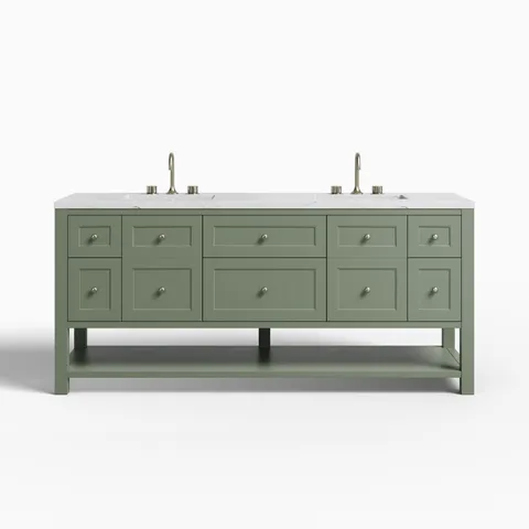 Bridgette 72" Double Vanity in Smokey Celadon with 3 cm Ethereal Noctis Quartz Top