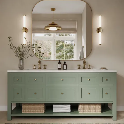 Bridgette 72" Double Vanity in Smokey Celadon with 3 cm White Zeus Quartz Top