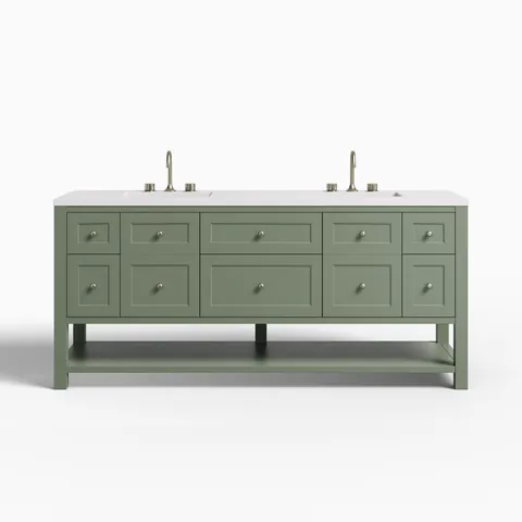 Bridgette 72" Double Vanity in Smokey Celadon with 3 cm White Zeus Quartz Top
