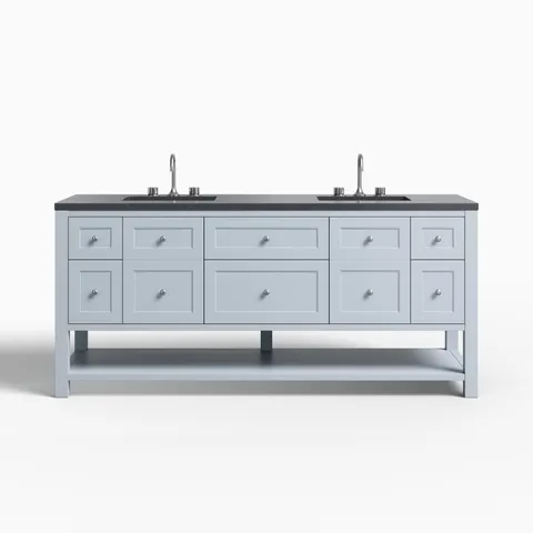 Bridgette 72" Double Vanity in Serenity Blue with 3 cm Charcoal Soapstone Quartz Top