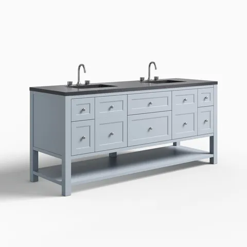 Bridgette 72" Double Vanity in Serenity Blue with 3 cm Charcoal Soapstone Quartz Top
