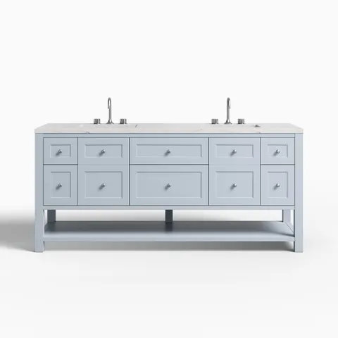 Bridgette 72" Double Vanity in Serenity Blue with 3 cm Ethereal Noctis Quartz Top