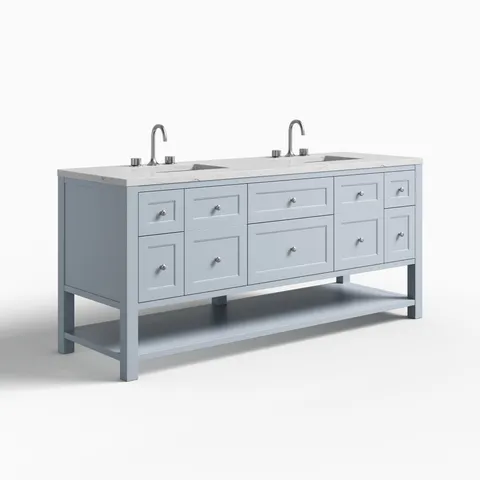Bridgette 72" Double Vanity in Serenity Blue with 3 cm Ethereal Noctis Quartz Top