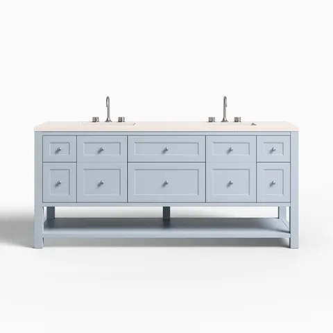 Bridgette 72" Double Vanity in Serenity Blue with 3 cm Lime Delight Quartz Top