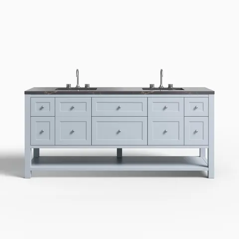 Bridgette 72" Double Vanity in Serenity Blue with 3 cm Parisien Bleu Quartz Top