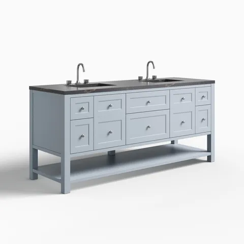 Bridgette 72" Double Vanity in Serenity Blue with 3 cm Parisien Bleu Quartz Top