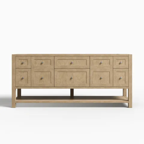 Bridgette 72" Double Vanity Cabinet in Whitewashed Oak