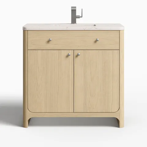 Colton 36" Single Vanity in Coastal Driftwood with 3 cm Victorian Silver Quartz Top