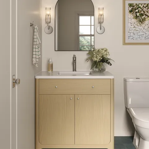 Colton 36" Single Vanity in Coastal Driftwood with 3 cm White Zeus Quartz Top