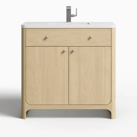 Colton 36" Single Vanity in Coastal Driftwood with 3 cm White Zeus Quartz Top