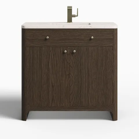 Colton 36" Single Vanity in Sable with 3 cm Victorian Silver Quartz Top