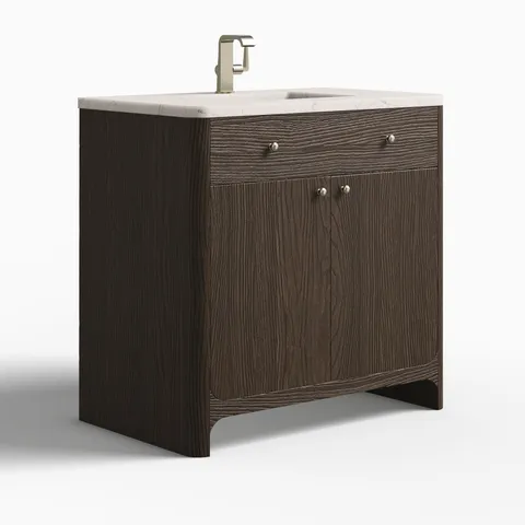 Colton 36" Single Vanity in Sable with 3 cm Victorian Silver Quartz Top