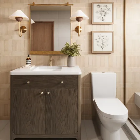 Colton 36" Single Vanity in Sable with 3 cm White Zeus Quartz Top