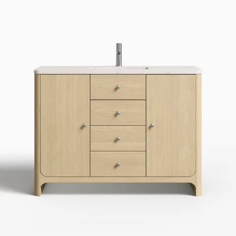 Colton 48" Single Vanity in Coastal Driftwood with 3 cm Victorian Silver Quartz Top