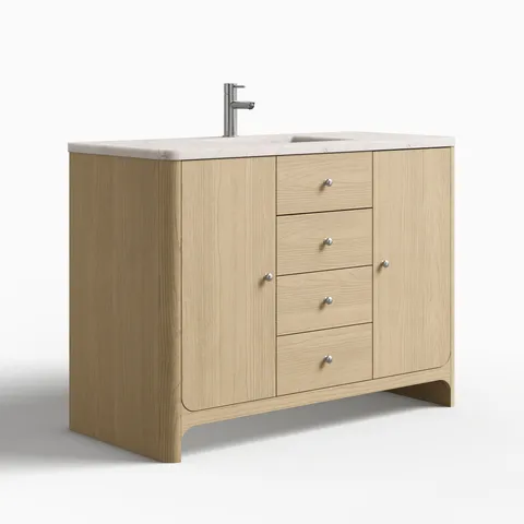 Colton 48" Single Vanity in Coastal Driftwood with 3 cm Victorian Silver Quartz Top