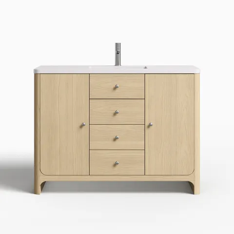 Colton 48" Single Vanity in Coastal Driftwood with 3 cm White Zeus Quartz Top
