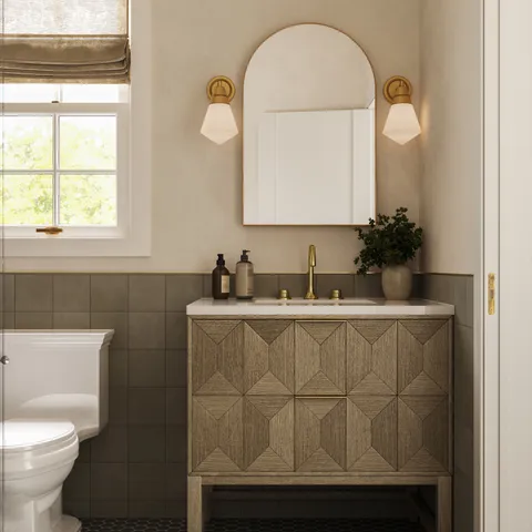 Gwen 36" Single Vanity in Pebble Oak with 3 cm White Zeus Quartz Top