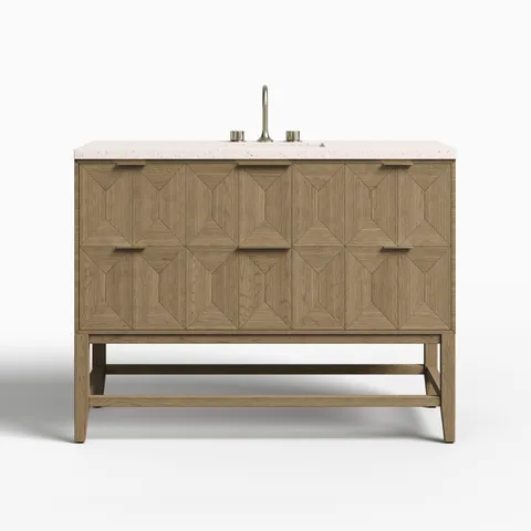 Gwen 48" Single Vanity in Pebble Oak with 3 cm Lime Delight Quartz Top