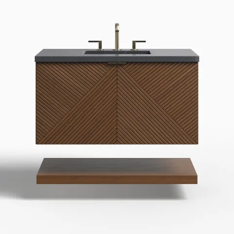 Royce 36" Single Vanity in Chestnut with 3 cm Charcoal Soapstone Quartz Top