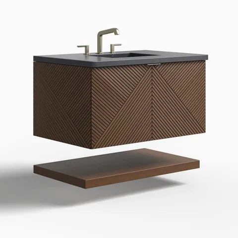 Royce 36" Single Vanity in Chestnut with 3 cm Charcoal Soapstone Quartz Top