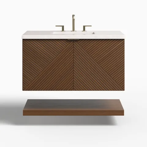 Royce 36" Single Vanity in Chestnut with 3 cm Eternal Jasmine Pearl Quartz Top