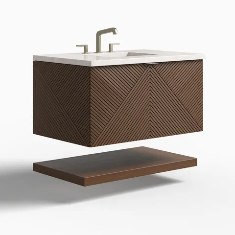 Royce 36" Single Vanity in Chestnut with 3 cm Eternal Jasmine Pearl Quartz Top
