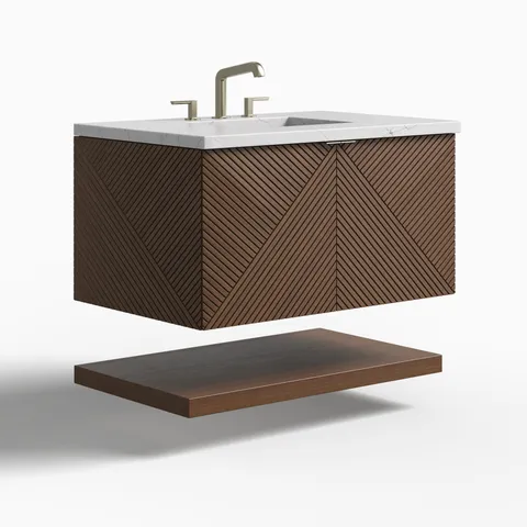 Royce 36" Single Vanity in Chestnut with 3 cm Ethereal Noctis Quartz Top