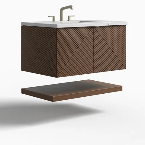 Royce 36" Single Vanity in Chestnut with 3 cm Ethereal Noctis Quartz Top