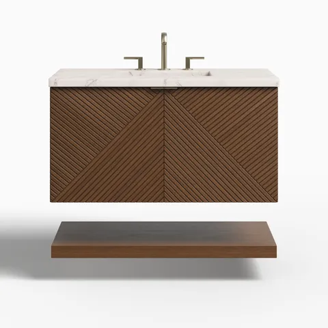 Royce 36" Single Vanity in Chestnut with 3 cm Victorian Silver Quartz Top