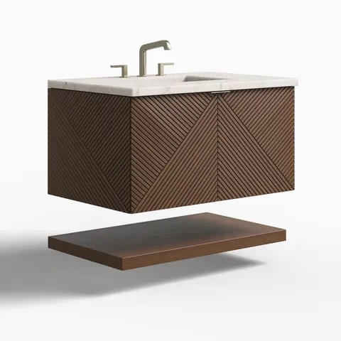 Royce 36" Single Vanity in Chestnut with 3 cm Victorian Silver Quartz Top