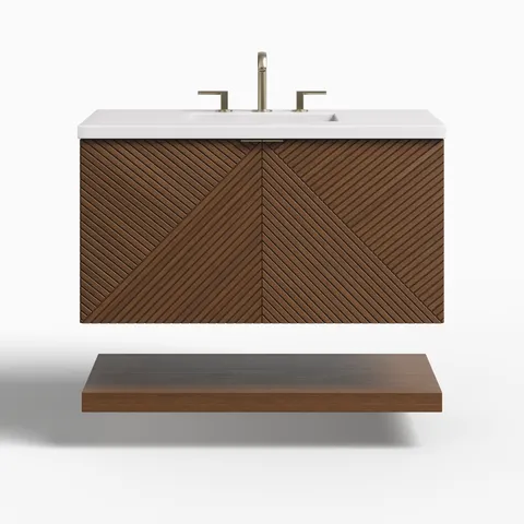 Royce 36" Single Vanity in Chestnut with 3 cm White Zeus Quartz Top