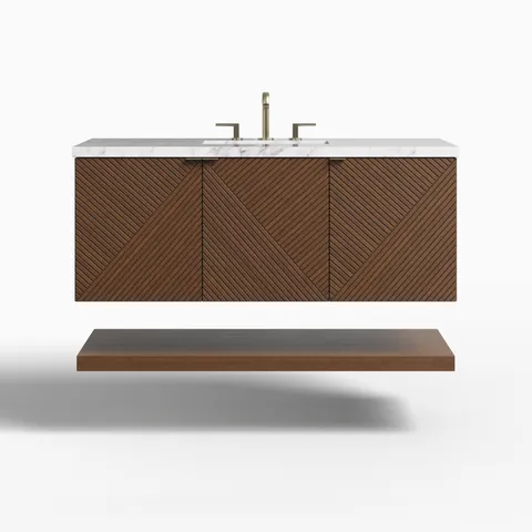 Royce 48" Single Vanity in Chestnut with 3 cm Carrara White Marble Top