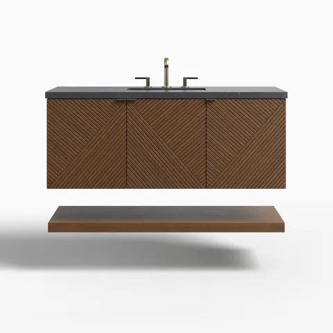 Royce 48" Single Vanity in Chestnut with 3 cm Charcoal Soapstone Quartz Top