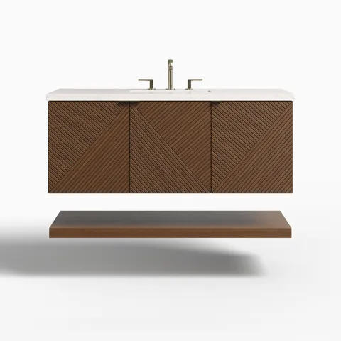 Royce 48" Single Vanity in Chestnut with 3 cm Eternal Jasmine Pearl Quartz Top
