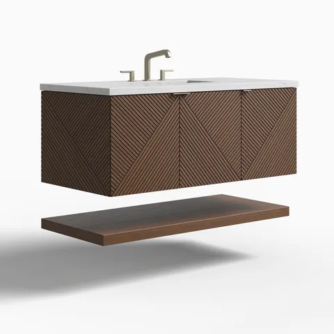 Royce 48" Single Vanity in Chestnut with 3 cm Ethereal Noctis Quartz Top